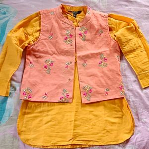 Kids Kurta with Embroidered Jacket