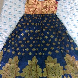 Long Frock Stitched From Pattu Saree