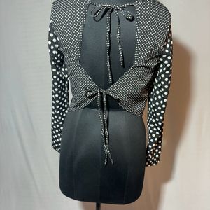 Backless Polka Dot Long Sleeve Top