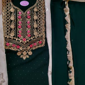 Combo Semi-stitched Suit With Stones Work