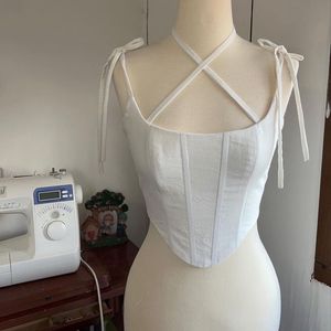 White Corset Crop Top Imported