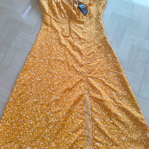 Yellow Floral Print Dress 💛