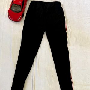 Black Active Wear Pants With Red Stripes