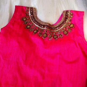 White Pink Lehenga Choli Dupatta+ Shrug