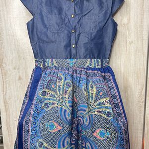 Denim Long Dress in Blue colour