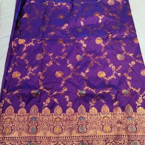 Silk Saree With Copper Weving