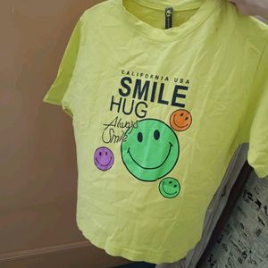 Women's Printed Smile Hug Half Sleeves Tshirt