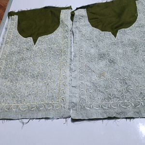 Combo Of 2 Neck Embroidery Patches Mehendi Green