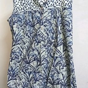 Blue Printed Cotton Top