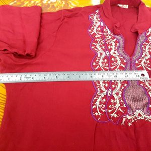 Red Colour Short Kurta For Women