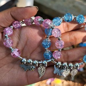 Pink And Blue Crystal Bracelets