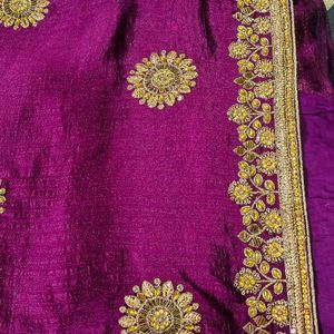 Purple Stone Work Saree