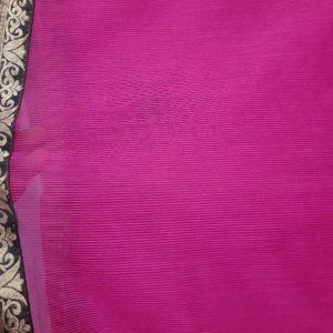 Lightly Used Blended Cotton Saree (Vibrant Pink)