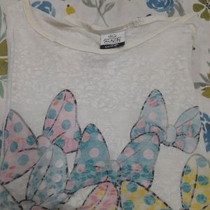 Mickey Mice Print White Colour Top