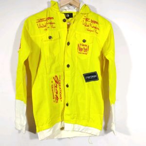 Yellow Printed Full Sleeves Hoodie Jacket (Men's)
