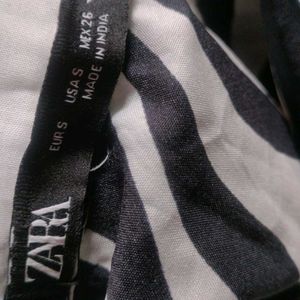 Zara Black And White Check Crop Shirt For Women