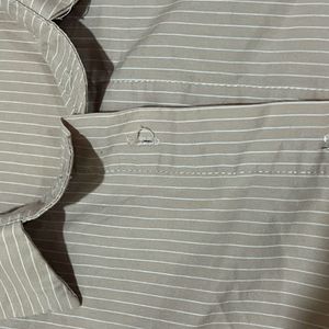 Tan Coloured Shirt With White Stripes