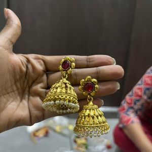 Stunning Golden Jhumkas with Intricate Detailing