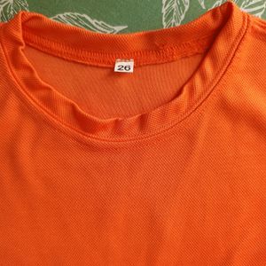 Orange Jersey Long Sleeves Top