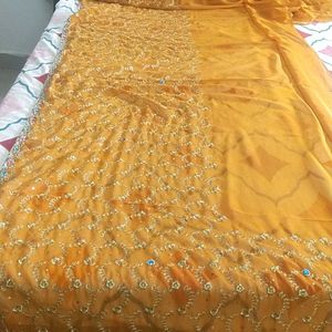 Beautiful Party Wear Chiffon Saree Home Washable