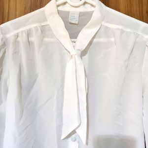 Korean Milky White Crushed Look Shirt