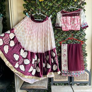 WINE COLOR LEHENGA CHOLI SET