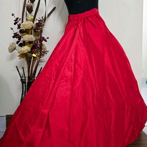 Red Solid Flared Maxi Lehenga Skirt