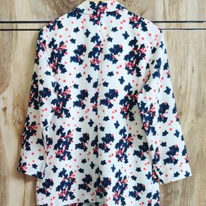 White Printed Coat Size-36