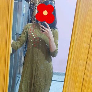 Kurti With Beautiful Embroidery