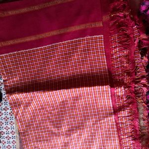 Maroon Checkered Saree