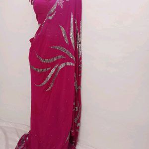 Zari Hand Embrowdari Saree