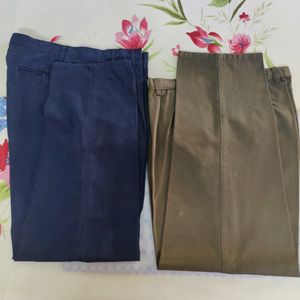 Combo 2 Men Pants Khaki And Navy Blue Color