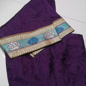 Purple Gold Border Stiched Blouse