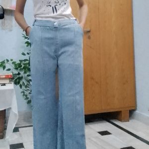 Bell Bottom Jean In Blue Colour