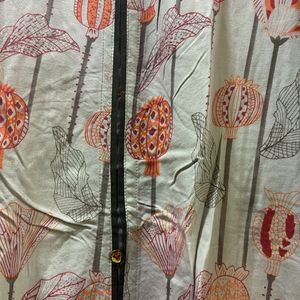 Printed Grey & Orange Kurta