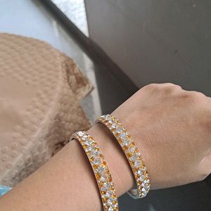 Yellow Color Diamon Bangle 2 Pce