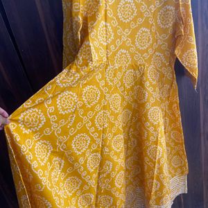 Mustard Yellow Bandhani Print Kurta