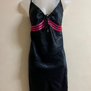 Korean Silk Sexy Black One Piece