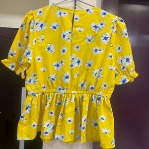 Yellow Casual Printed Top