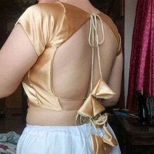 backless golden blouse padded