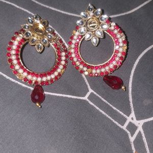 Maroon Jhumka Type Earring