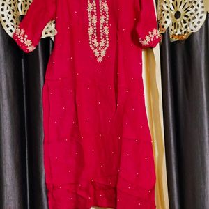 Pink Suit With Net Dupatta