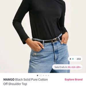 Mango Off Shoulder Black Top