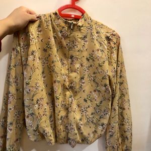 Nude Floral Blouse Top