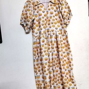 Smile Printed Cotton Silk Frock