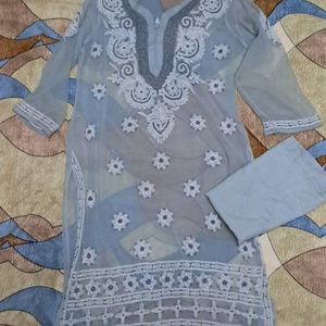 Grey Lucknowi Kurta🩶