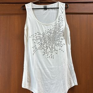 Asymmetric Women Long Top - White