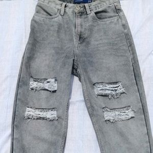 Women Grey Cotton Jeans