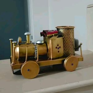 Antique Gold Colour Iron Train Engine Pen Holder