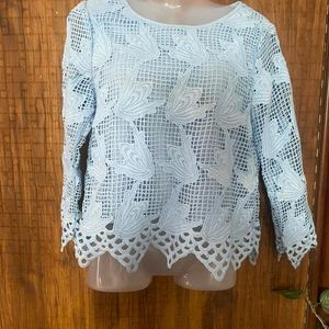 Sky Blue Knitted Curashio Net Top